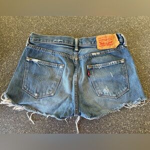Levi's Blue Frayed High-Waist Denim Cutoff Shorts